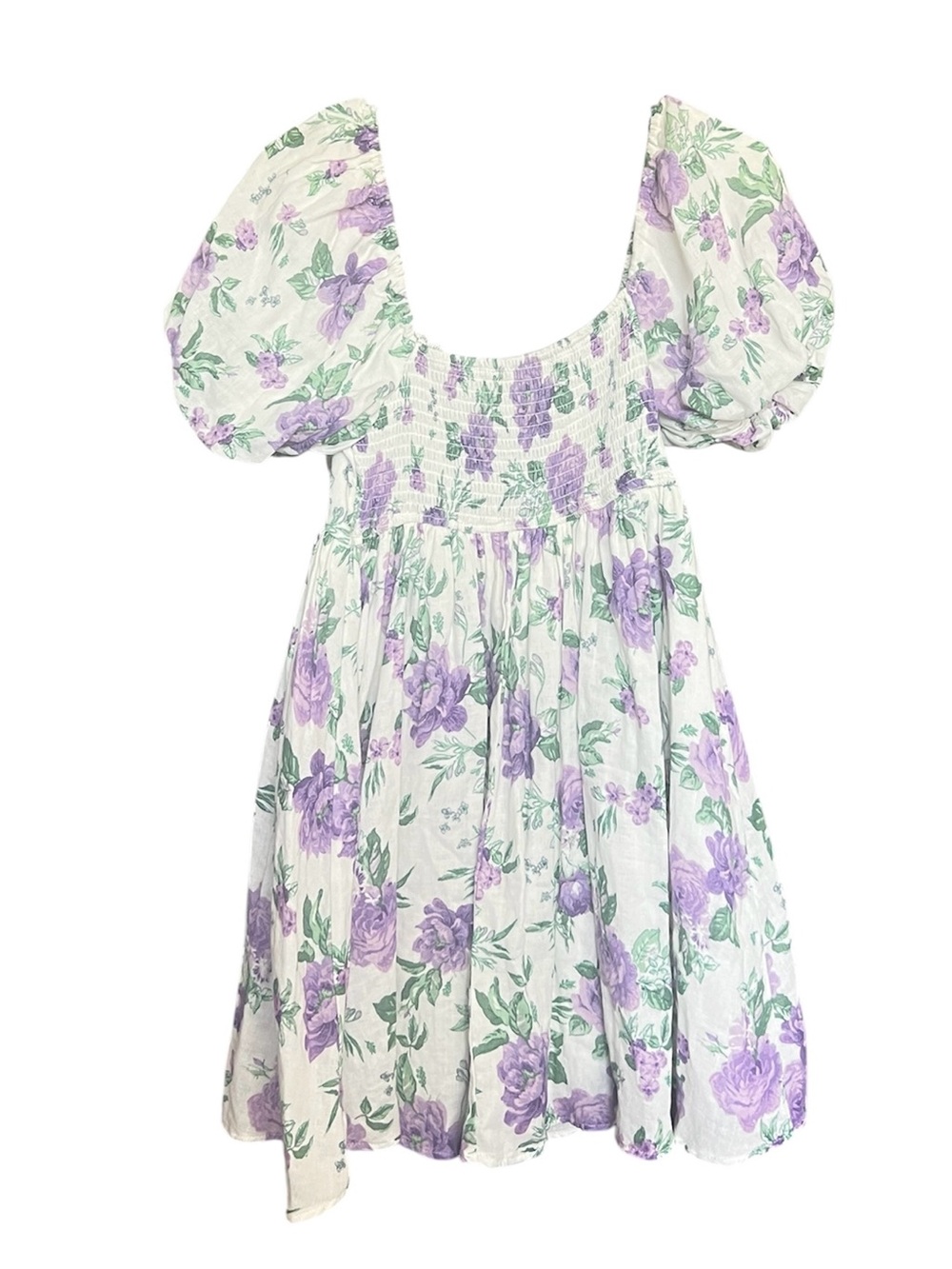 Altar’d State Floral Cottagecore Baby Doll Mini Dress SZ S Purple Wht Coquette - Picture 4 of 11